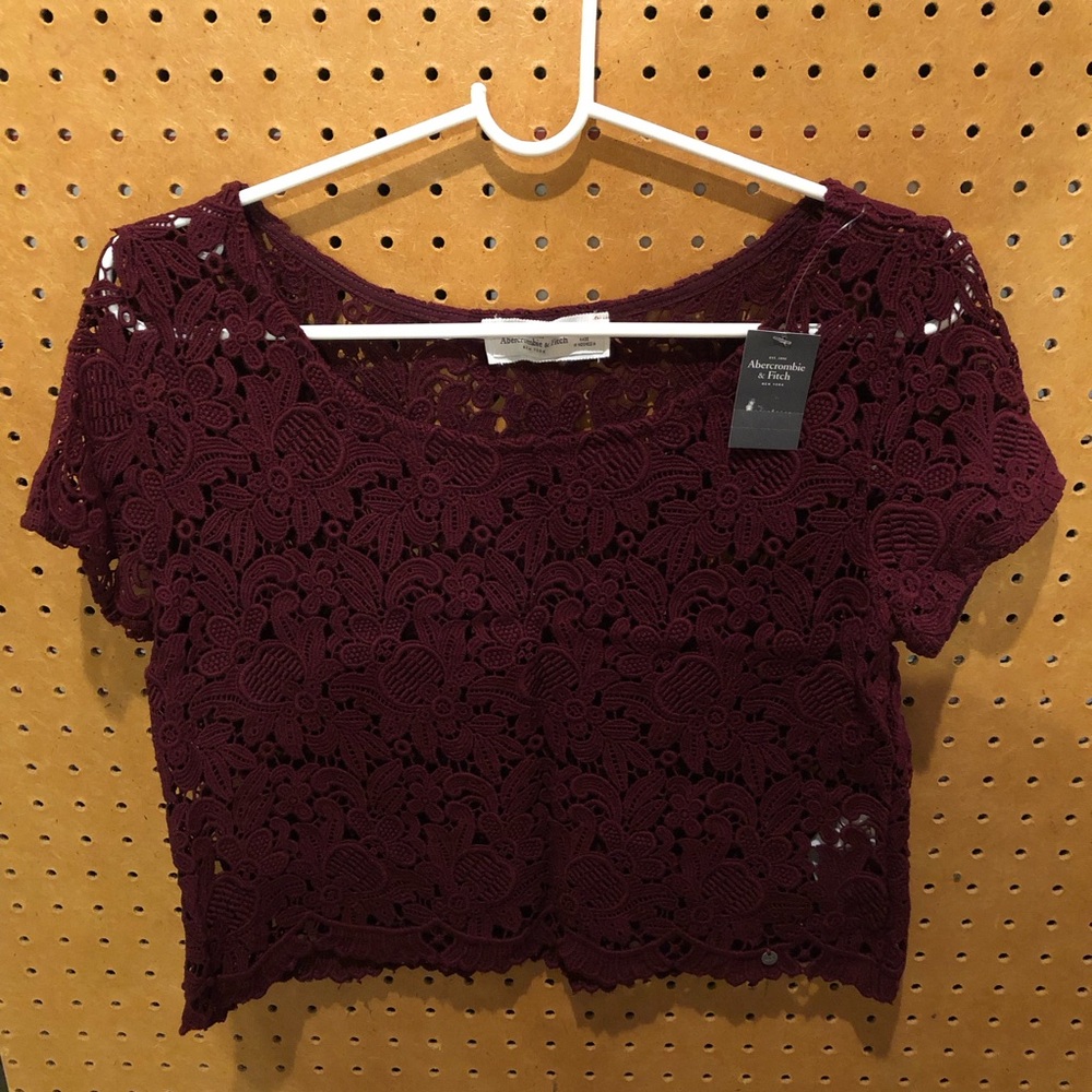 Abercrombie & Fitch Burgundy Wine Lace Pattern Top